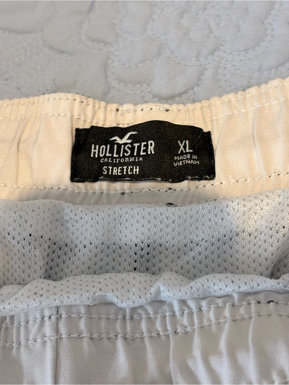 Hollister Black Swim Trunks with Blue, Yellow & Orange Stripes